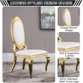 thumbnail image 5 of Luxury Dining Chairs Set of 2, Oval Back PU Upholstered Chairs with Stainless Steel Cabriole Legs, Dining Chairs for Kitchen, Living Room, Office, 5 of 7