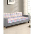 thumbnail image 2 of Colorful Plaid Couch Cushion Covers Stretch, Washable Sofa Seat Covers Individual Seat Cushion Sofa Slipcovers Modern Pink Blue Yellow Stripes Checked Couch Cover Furniture Protector L-1PCS, 2 of 7