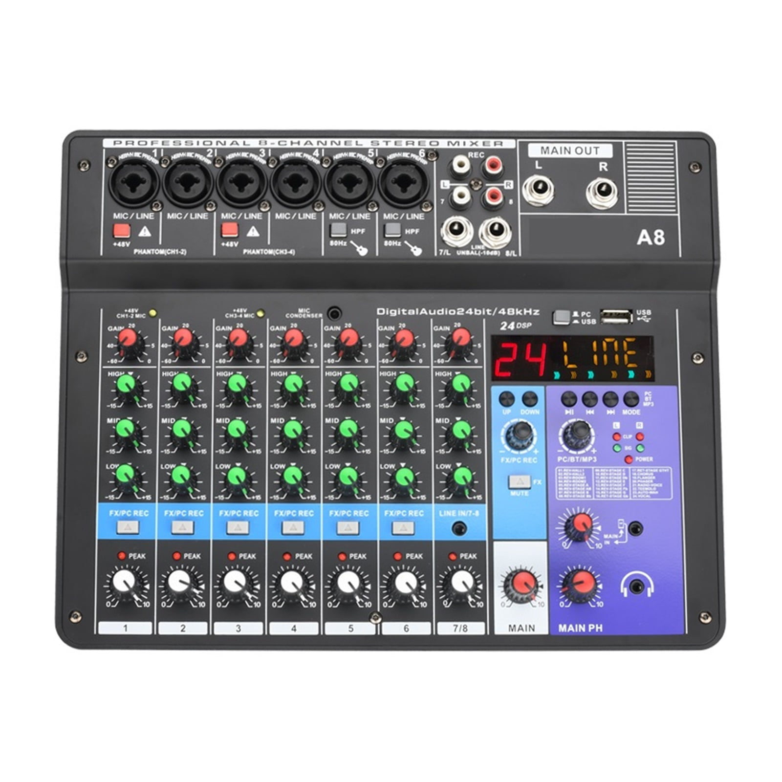 Sound Town 8-Channel DJ Stereo System, Pro Audio Mixer with