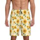 thumbnail image 1 of Balery Yellow White Plaid Sunflower Pantalones cortos de pijama de punto de algodón para hombre con cinturilla y bolsillos-XX-Large, 1 of 6