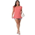thumbnail image 3 of DARING DIVA Women's Plus V Neck Ruffle Casual Top Blouse Tank Tops 1X Orange, 3 of 6