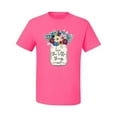 thumbnail image 2 of Wild Bobby, Love The Little Things Artsy Jar with Flowers Pop Culture Men's Graphic T-Shirt, Neon Pink, 2XL, 2 of 3