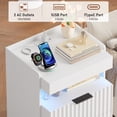 thumbnail image 6 of Homfa White Nightstand with 2 Drawers Set of 2, Sofa Table with Charging Station & LED Lights for Living Room, Modern Wooden Storage Cabinet for Bedroom, 6 of 10