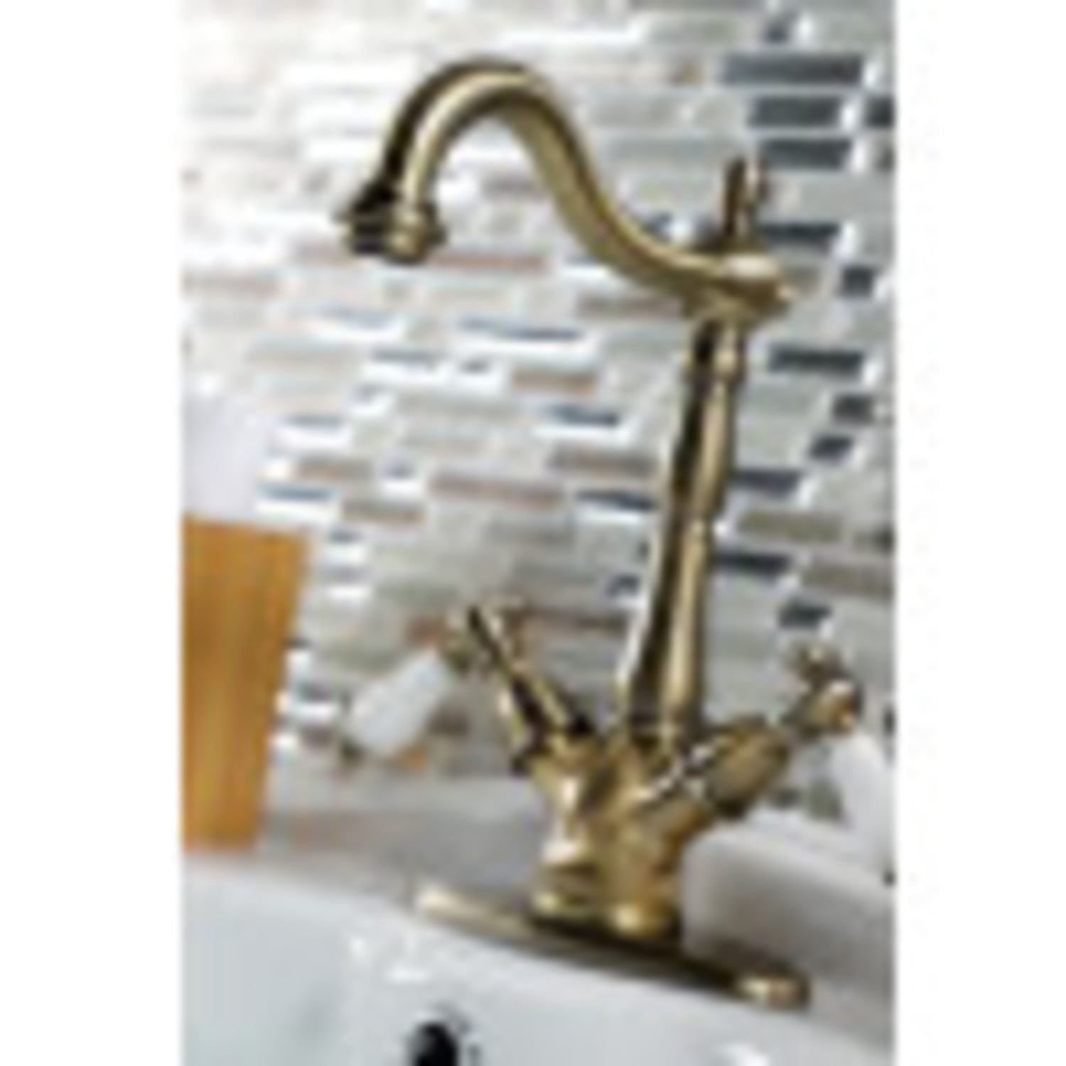 Kingston Brass KS1492PX Vessel Mount Bathroom Faucet, Polished Brass