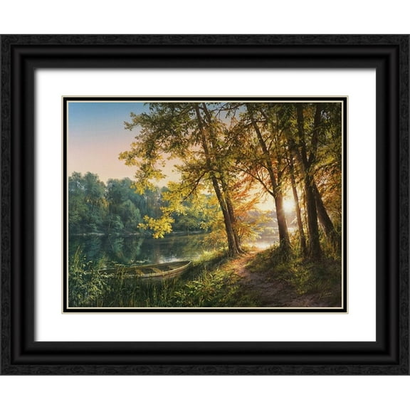 Yushkevich, Viktor 14x12 Black Ornate Wood Framed with Double Matting Museum Art Print Titled - Walking to the River