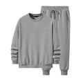 thumbnail image 4 of Nokdvo Mens Sweat Suits Long Sleeves Crewneck Sets Stretchy Solid Color Tracksuits with Pockets Athletic Casual Fall Winter Warm Comfy Tops and Pants Sweatsuits,Light Gray L, 4 of 4