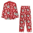 thumbnail image 3 of SEANATIVE Christmas Santa Claus Button Up Pajamas for Men Xmas Ho Ho Long Sleeve Sleepwear Size L Night Wear Crewneck Tops with Jogger Sweatpants 2 Piece Outfits, 3 of 6