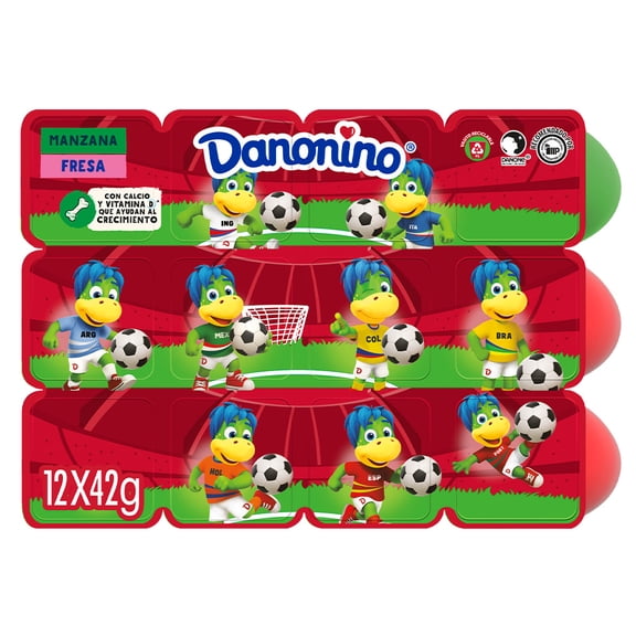 Queso petit suisse Danonino fresa manzana 12 pzas de 42 g c/u