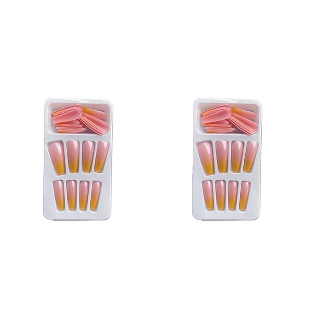 1 juego de puntas francesas Prensa en las uñas Extensión de gradiente Calcomanías para uñas artificiales Envolturas Cubierta completa Kit de tipo 8 Pegamento 2g, gelatina 24 piezas 2piezas Minnieouse CBP262045