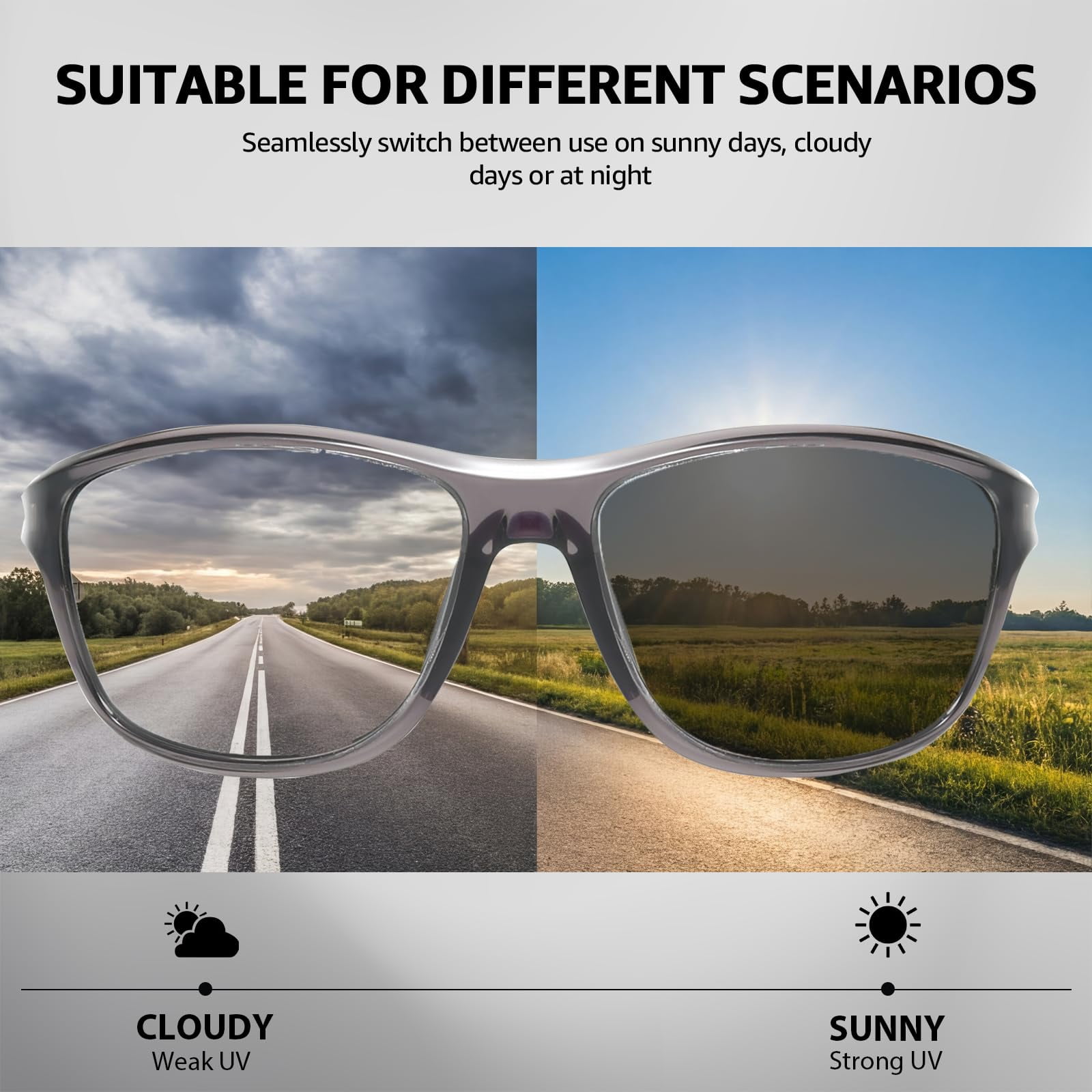 Myiaur Photochromic Sunglasses for Women Men, Polarized Sports Sun Glasses for Running Cycling Outdoor UV400 Protection