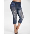 thumbnail image 1 of Más el tamaño del patrón Mallas 3D Alta subida del recortada Jeggings Rosegal Leggings de talla grande, 1 of 5