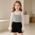 thumbnail image 5 of Girls White Mesh Long Sleeve Top – Lightweight Sheer Layering Shirt with Heart Print, Casual Flowy Blouse for Ages 3-12,Size 4-5 T, 5 of 9