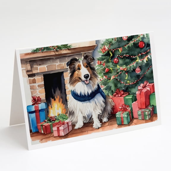 Sheltie Cozy Christmas Greeting Cards Pack of 8 7 in x 5 in