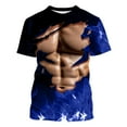 thumbnail image 4 of ZCFZJW 3D Workout Tees Shirt for Men Big and Tall Regular Fit Casual Fake Abs Print Summer Short Sleeve Round Neck Graphic T-Shirt Tops Blue M, 4 of 6