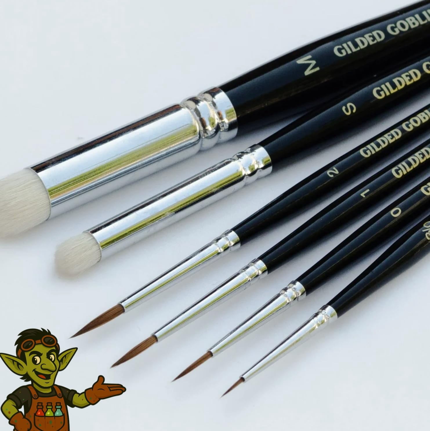 Kolinsky Sable Miniature Paint Brush Set – 6 Detail & Dry Brushes for Miniature Painting, Warhammer, D&D, Model Painting, Acrylics – Professional Fine Tip Brushes by