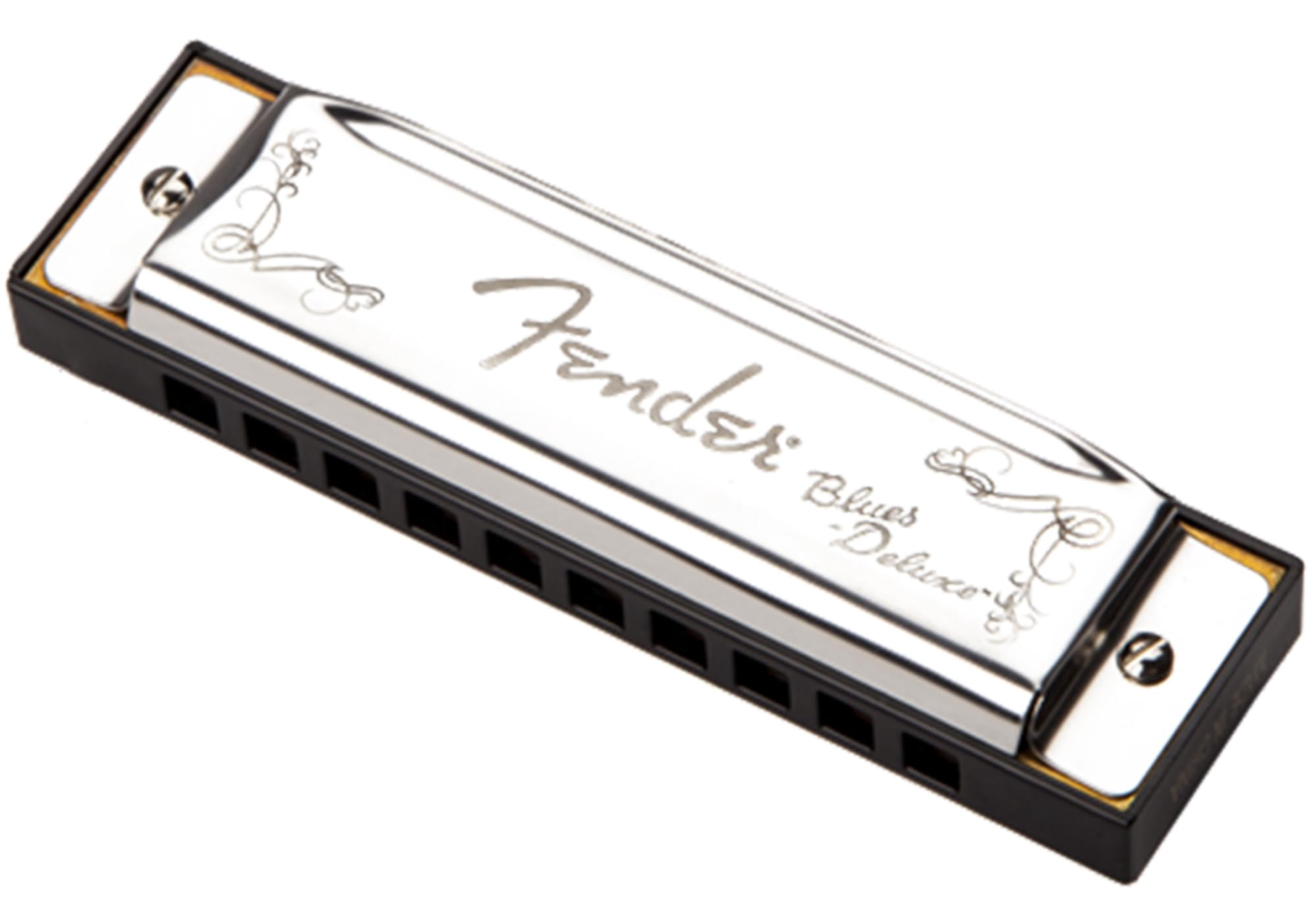 Fender Blues Deluxe Harmonica - Key of D Bundle with Carrying Case, Austin Bazaar Online Manual and Polishing Cloth