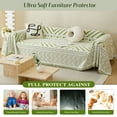 thumbnail image 6 of WOOW DEPOT Boho Chenille Sofa Cover Reversible w/ Tassel, Washable Throw Blanket L Shape Slipcover for 2 Cushion Couch, Sage Green & White Geometric, 71"x134", 6 of 9
