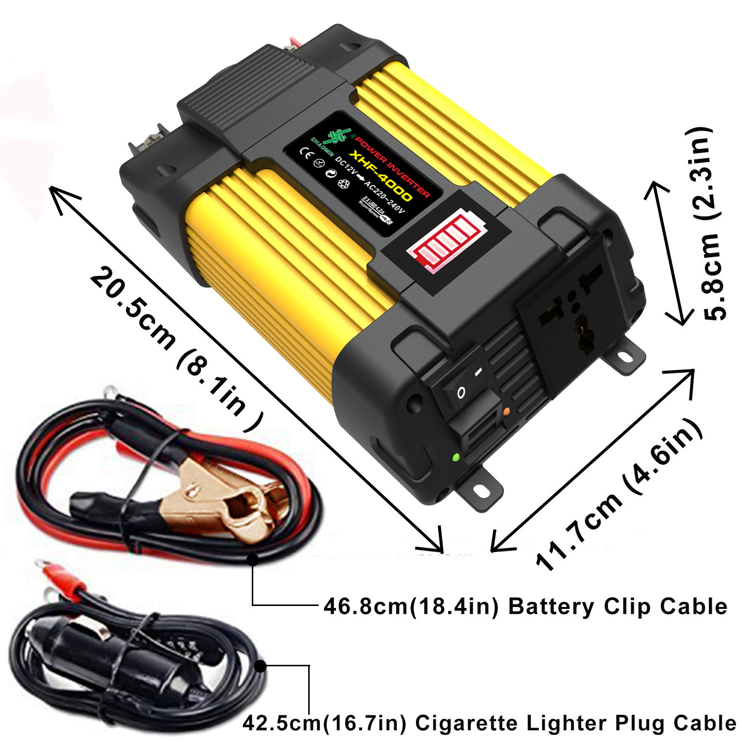 New 6000w 12v To 220v/110v Car Power Inverter Converter Charger Adapter Inversor Usb Led Display Transformer(blue/yellow)