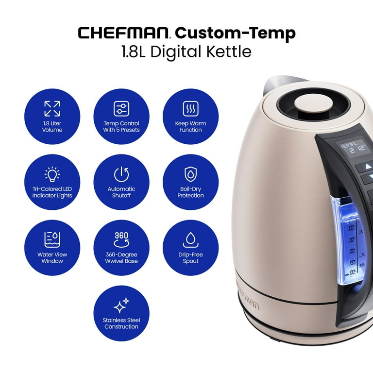 Timer Digital Electric Kettle Glass Wall Tea Pot Boil Temperature Control 6  LED