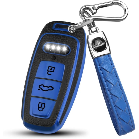 Smart Key Case Holder Protector with Keychain for Audi A3 A6 A7 A8 A6L Q7 Q8 E-Tron S3 S6 S7 SQ7 SQ8 RS6 RS7 Models
