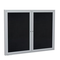 Ghent's 48" x 60" 2 Door Enclosed Rubber Bulletin Board in Black