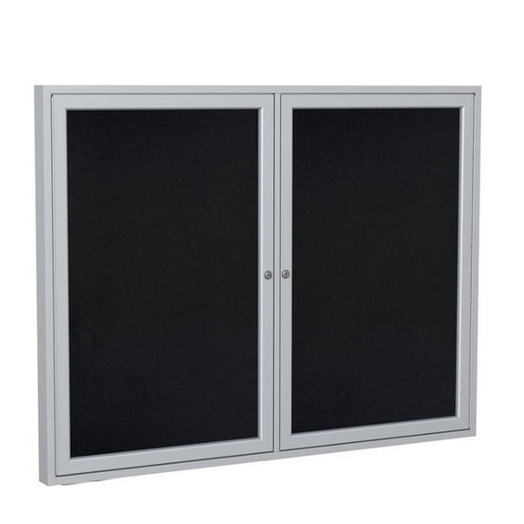 Ghent's 36" x 48" 2 Door Enclosed Rubber Bulletin Board in Black
