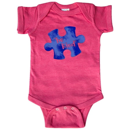 

Inktastic Autism Awareness Be Kind Dark Blue Puzzle Piece Gift Baby Boy or Baby Girl Bodysuit