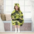 thumbnail image 7 of Dailycode Wearable Blanket Hoodie Oversized Sherpa Flannel Blankets with Pocket for 3-14 Year Old Green Snake_skin, 7 of 7