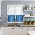 thumbnail image 6 of Half Window Curtains 24 Inches Long, Modern Blue Window Treatment Curtain Drapes, Abstract Diamond Luxury Gradient Short Curtains Tiers for Kitchen Over Sink, 27.5"x24", 2 Panels, 6 of 7
