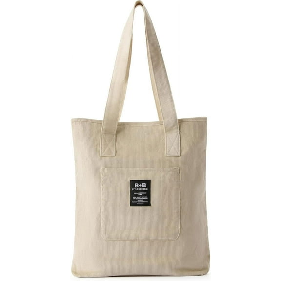 Brook   Bay Corduroy Tote Bag for Women - Boho Bag - Plain Tote Bag with Pockets - Cute Tote Bags Aesthetic - Shoulder Bag