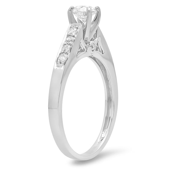 Dazzlingrock Collection 0.75 Carat (ctw) 14k Round Diamond Ladies Bridal Ring, 0.50 CT center included 3/4 CT, White Gold, Size 6.5