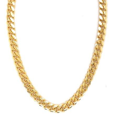 925 Sterling Silver Gold Plated Miami Cuban Link Chain Necklace, 5mm, 24-Inch