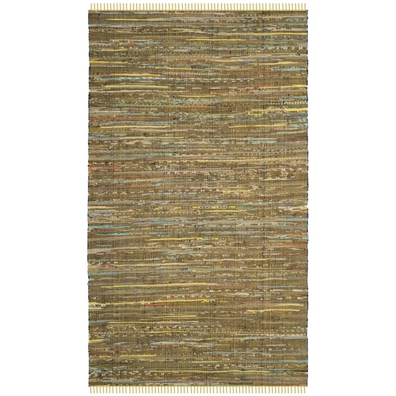 SAFAVIEH Rag Candis Striped Cotton Area Rug, Yellow/Multi, 5' x 8'