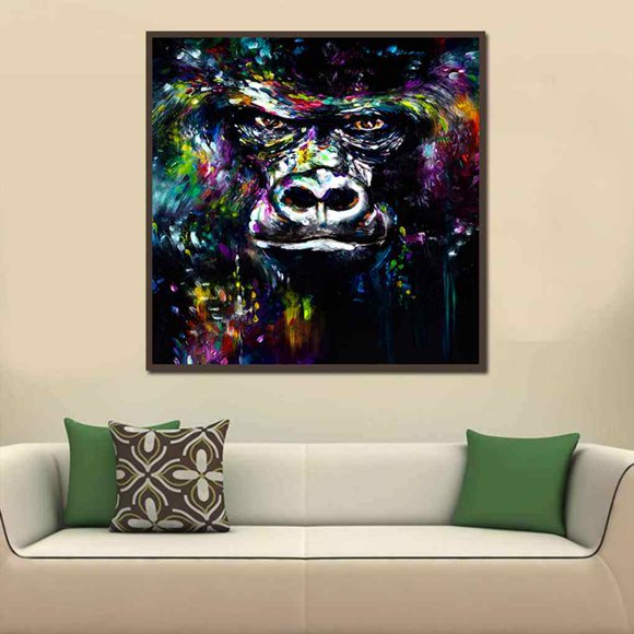 fastboy Animals Chimpanzee Colorful Abstract painting Picture Oil Gorilla Unframed Canvas Gorilla painting Art HD Printed Oil Paintings Posters Pictures