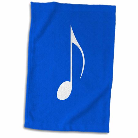 3dRose Dark Blue Eighth Note Music Note - one single white musical quaver - Towel, 15 by 22-inch