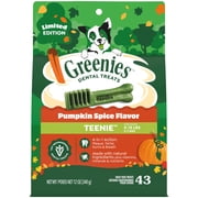 Greenies Pumpkin Spice Flavor Adult Natural Dental Dog Treats Teenie Size, 12 oz Pack (43 Count)