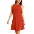thumbnail image 5 of INSPIRE CHIC Women's Wear to Work Solid Color Sleeveless A-Line Flared Midi Dresses L Orange Red, 5 of 7