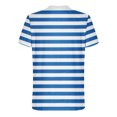 thumbnail image 4 of Vetsdori Striped T-Shirts for Men Blue Collared Pull-On Athlete Short Sleeve Fitness Travel Slim Fit Mens Shirts Crew Neck, 4 of 5
