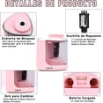 thumbnail image 4 of Sacapuntas Eléctrico Portátil de Lápiz Automático y Manual con Cuchillas Reemplazables y Pilas Adecuado para Bolígrafos y Lápices de Maquillaje (Rosa), 4 of 5