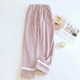 thumbnail image 2 of LWavelet Ribbed Fabric Pom-pom Trim Lounge Pants Women Casual Home Wear Pink M, 2 of 8