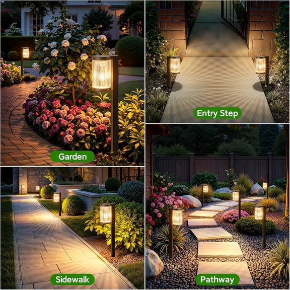 Solar Pathway Lights Outdoor Waterproof, 6 Pack 15Hrs Super Bright Warm White Solar Light for Yard, Auto On/Off Solar Garden Lights for Patio Path Landscape Lawn Driveway Walkway Lighting Decor$$