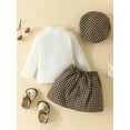 thumbnail image 6 of Newborn Infant Kid Baby Girls Clothes Sets 6M 9M 12M 18M 24M 3Y Knit Long Sleeve Sweaters Tops Plaid Skirts Hat Fall Spring Outfits, 6 of 10