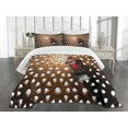 thumbnail image 3 of Ambesonne Folkloric Quilted Bedspread Set 3 Pcs, Egyptian 3D Fanoos Art, Queen Size, Umber Grey Red, 3 of 5