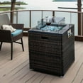 thumbnail image 3 of Spaco 24" Square Propane Gas Fire Pit Table, 50000 BTU Fire Pit with Tile Tabletop and Beautiful Wicker Base for Patio, Backyard, Brown, 3 of 17