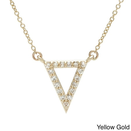 Diamond Triangle Necklace - 14k Gold 1/6ct TDW Diamond Geometric Triangle Necklace