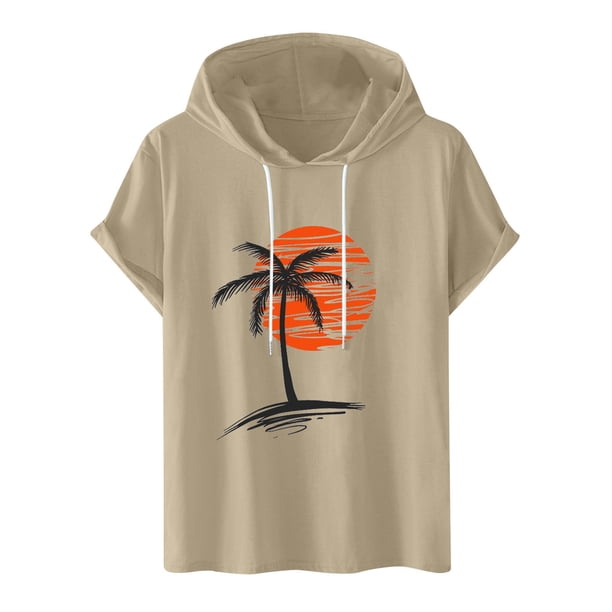 Camisetas de Manga Corta para Hombre Camiseta Deportiva con Capucha de Moda de Impresión Casual, Ligera para el Uso Diario Del Verano