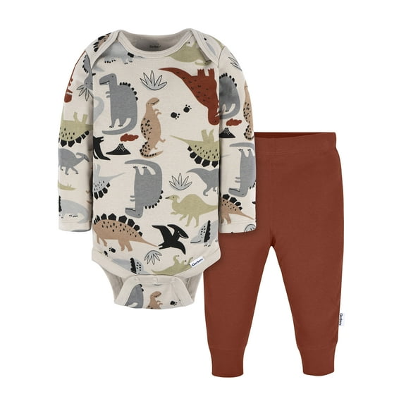 Gerber Gender Neutral Long Sleeve and Pant Outfit Set, 2-Piece, Sizes 0/3 Months - 12 Months