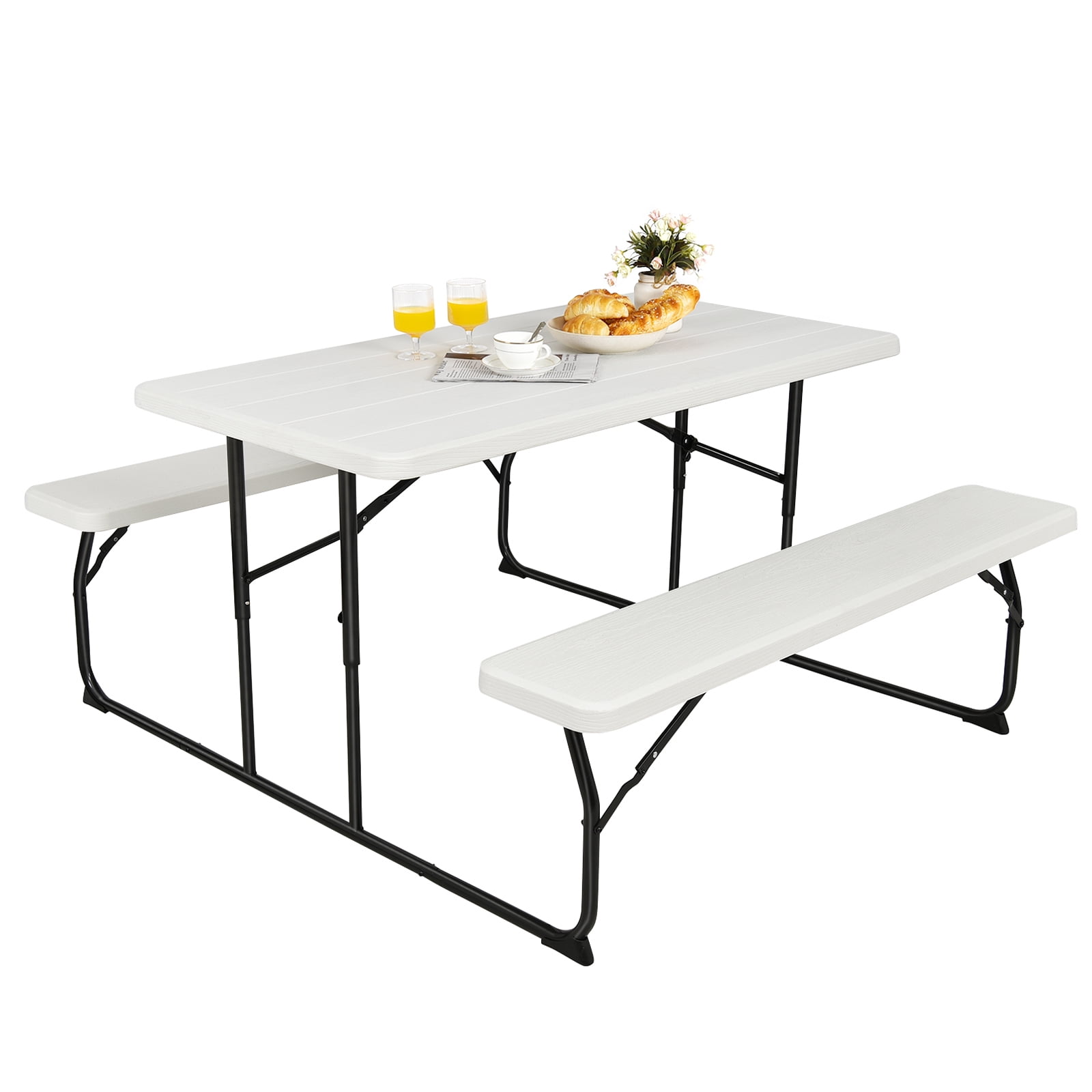 Patiojoy Indoor & Outdoor Folding Picnic Table with Bench Seat Heavy