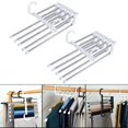thumbnail image 4 of Percha multifuncional para pantalones, 2 piezas, ahorro de espacio, perchas plegables ajustables para ropa, estante para pantalones, organizador de armario para Hotel, balcón, hogar blanco Sunnimix Perchero para pantalones, 4 of 8
