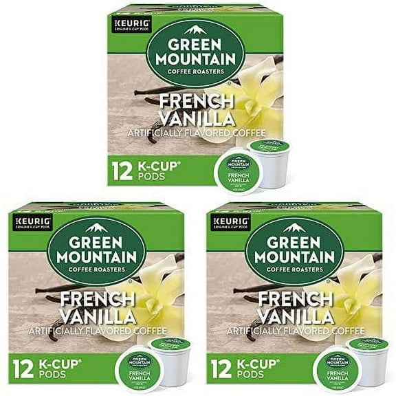 Green Mountain Coffee Roasters French Vanilla, Keurig Single-Serve K-Cup Pods, Light Roast Coffee, 12 Count (Pack Of 3).